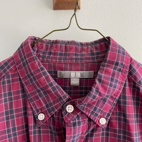 Uniqlo Mens S Long Sleeve Red Checked Casual Button Down - Picture 4 of 5